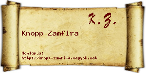 Knopp Zamfira névjegykártya